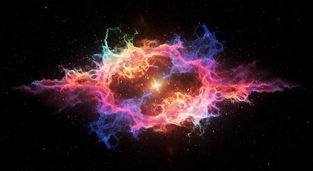 Cosmic nebula of color and light displayed on a dark space backdrop