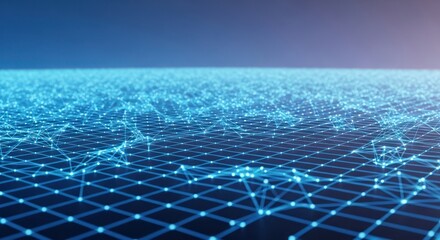 Abstract blue digital grid network background showcasing connectivity and modern technology design