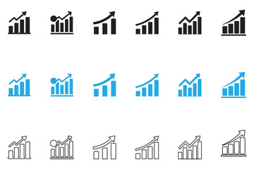 Fototapeta premium business growth graph, growing bar icon, success arrow vector illustration