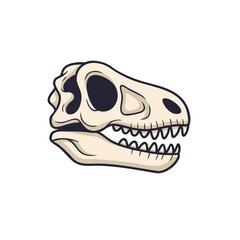 Cartoon Illustration of a Tyrannosaurus Rex Skull with Sharp Teeth