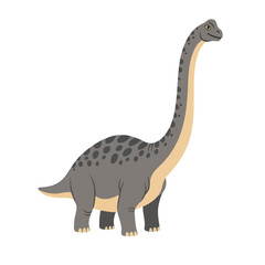 Fototapeta premium Cartoon Brachiosaurus with Long Neck and Spotted Body in Profile