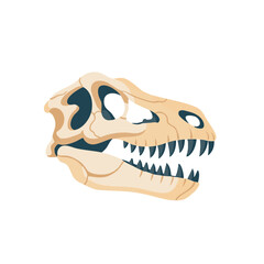 Detailed Illustration of a Tyrannosaurus Rex Skull with Sharp Teeth