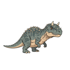Cartoon Carnotaurus with Horns and Spikes, Striking a Stance