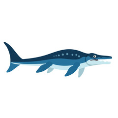 Cartoon Plesiosaur with Sharp Teeth and Blue Gradient Body