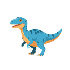 Cartoon Blue Dinosaur with Orange Accents and Dark Blue Spots Illustration
