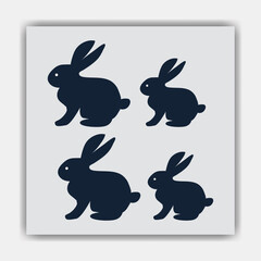  Cartoon funny rabbit running on white background
