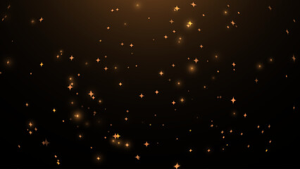 Christmas Golden Sparkle Lights on Dark Background with Glowing Stars and Bokeh Effect. Perfect For Festive, Elegant, Or Holiday Designs. Vector Illustration.