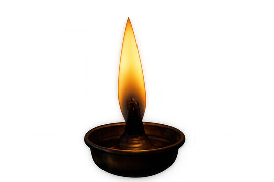 Diya oil lamp producing light, offering traditional spiritual illumination, symbolizing hope and divinity on transparent background - Powered by Adobe