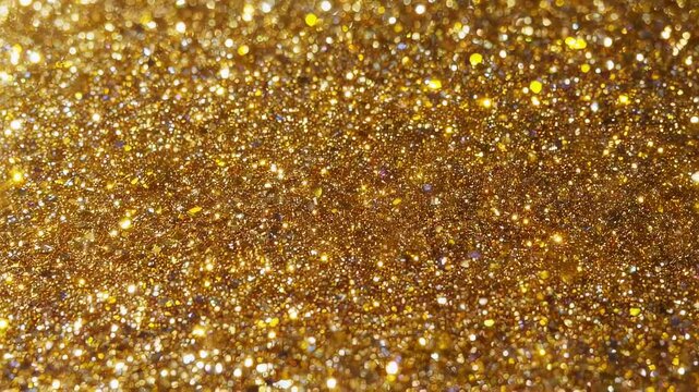 A shimmering gold background of sparkling glitter, with bokeh effects and varying shapes
