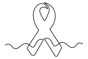 Abstract world aids day ribbon continuous one line art