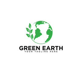Fototapeta premium Green earth ecology logo design, Vector image