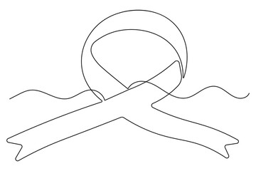  Elegant world aids day ribbon continuous single line illustration