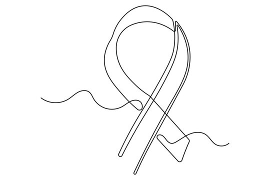 Minimal continuous one line art world aids day ribbon
