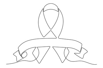 World aids day ribbon simple continuous one line drawing
