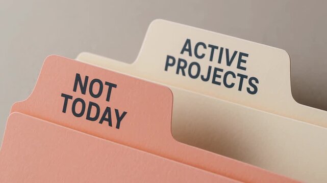 Efficient task management with organized folders for active projects and postponed non urgent tasks boosts office productivity and project