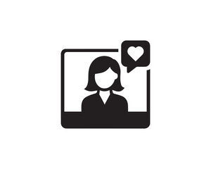Virtual influencer silhouette icon vector design illustration.