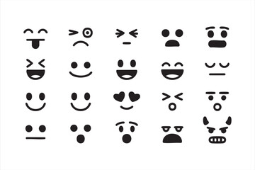 Emotions and mood concept with various emoji expression symbols
