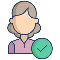 tick mark women linear color icon design