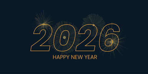 2026 happy new year background banner with illustrations of shiny luxury gold numbers. Premium vector design for celebration.
