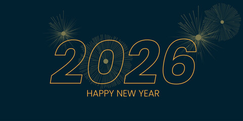2026 happy new year background banner with illustrations of shiny luxury gold numbers. Premium vector design for celebration.