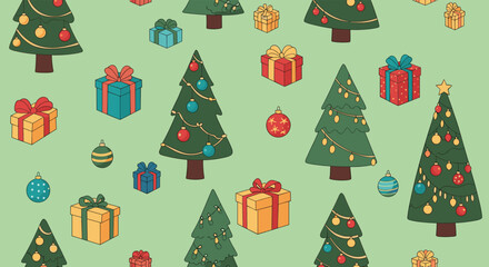 Christmas Tree and Gift Pattern.