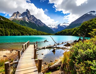 Picturesque lake and mountains