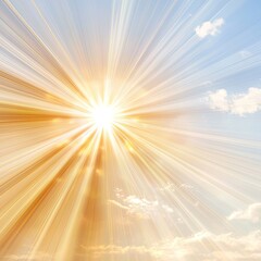 Naklejka premium Bright Sunlight Rays Shining Through Soft Clouds Creating a Beautiful Sky Background with Vibrant Light Effects