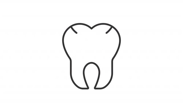 Animated tooth cavity filling line icon. Caries treatment animation. Dental procedure. Damaged teeth restoration. Stomatology medicine. Outline element on white background. HD video with alpha channel