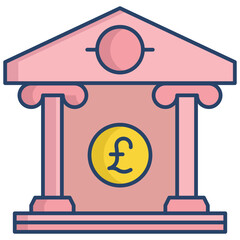 government treasury linear color icon design