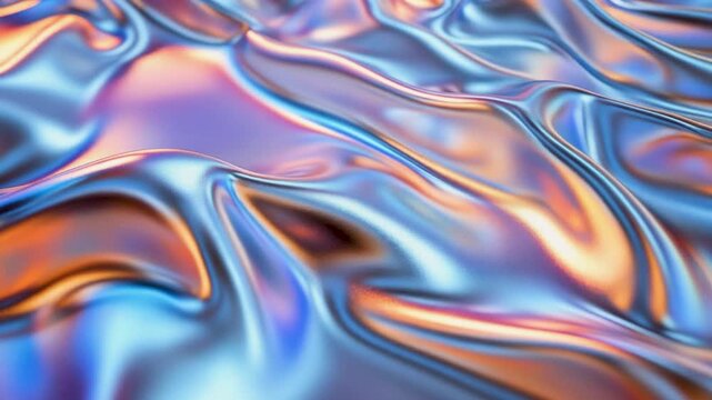Abstract background liquid metal surface wave motion texture iridescent holographic gradient pattern color animation modern design