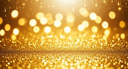 Elegant golden glitter background with bokeh lights for luxury event design