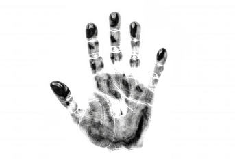 White Handprint on Black Background isolated on a transparent background