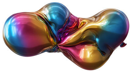 Iridescent abstract form, isolated on transparent background