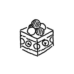 Grape and Muscat Tart – Monochrome Line Drawing Illustration