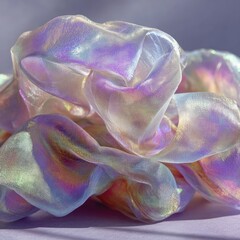 Close-up of iridescent fabric, swirling shapes