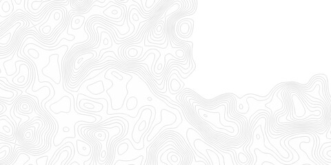 Minimal white line geometric grid outline curve counter map and wavy topography relief discovery area white, black line texture background.	