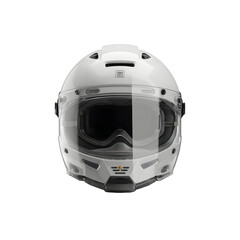 Fototapeta premium White snowmobile helmet with visor against transparent background
