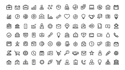 Business & Office Line Icons Set: Modern Communication Symbols Collection