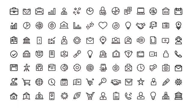 Business & Office Line Icons Set: Modern Communication Symbols Collection