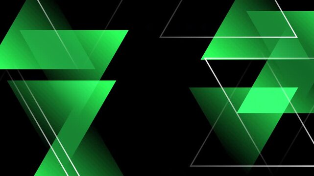 abstract animated background with layered green transparent triangles and smooth geometric movement creating a futuristic dynamic visual composition ideal for tech, business, or creative design themes