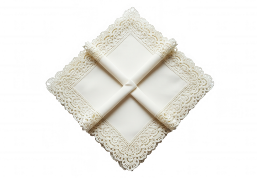 Delicate lace edged cloth isolated on a transparent background