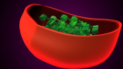 Plant chloroplast anatomy. 3d illustrations
