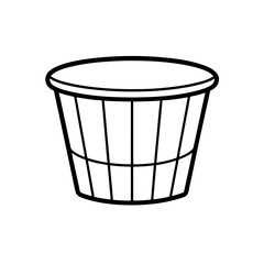 Simple black and white basket icon on transparent background