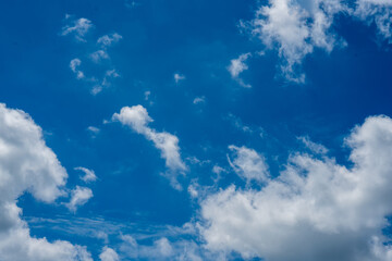 Bright Blue Sky with White Fluffy Clouds