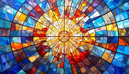 Circular stained glass design