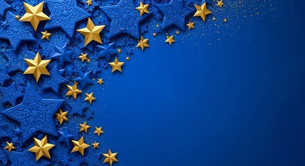 Elegant blue and gold stars background design for celebrations and events