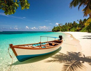 Fototapeta premium boat on a tropical beach