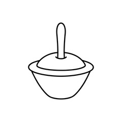 Simple drawing of a dreidel toy on transparent background