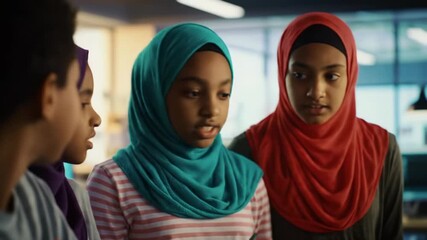 Young Muslim Students Collaborating on a Project - Powered by Adobe