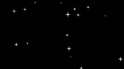 Twinkle star glitter sparkle, white cartoon, motion graphics with black screen background. white cartoon, flat, vector, doodles style stars blinking, retro shine, starry night animation. 4k animation